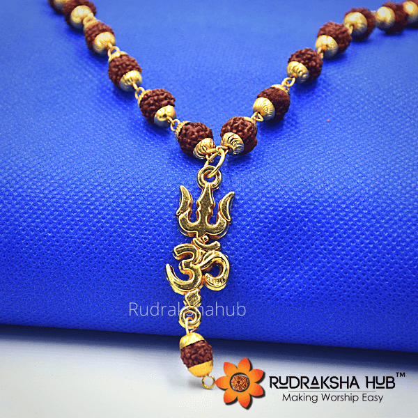 Trishul & Om Rudraksha Pendant