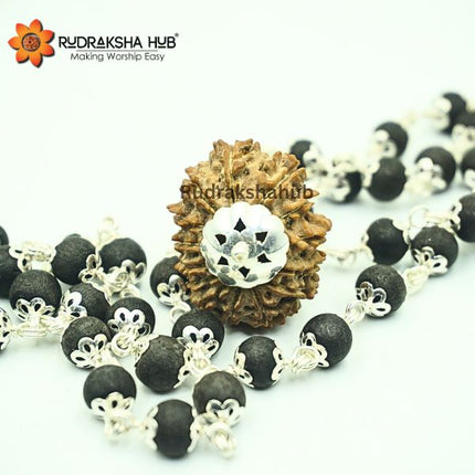 14 Mukhi Rudraksha In Karungali Pure Silver Mala