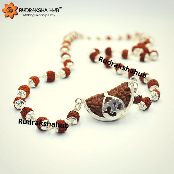 1 Mukhi Rudraksha Mala Silver Capped