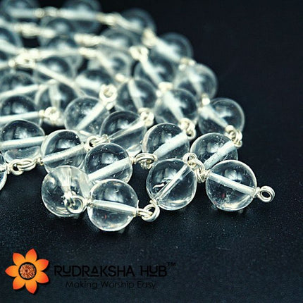 Sphatik Pure Silver Wired Mala