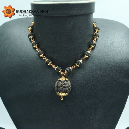 5 Mukhi Black Rudraksha Gurumala Copper Capped Mala