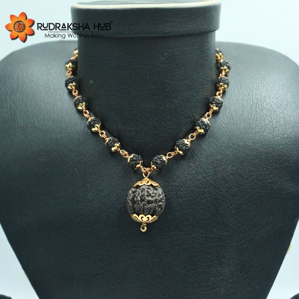 5 Mukhi Black Rudraksha Gurumala Copper Capped Mala