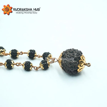 5 Mukhi Black Rudraksha Gurumala Copper Capped Mala