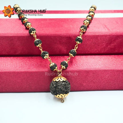 5 Mukhi Black Rudraksha Gurumala Copper Capped Mala