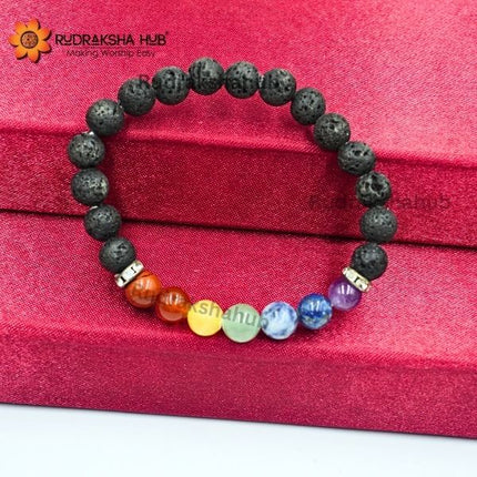 7 Chakra Lava Bracelet