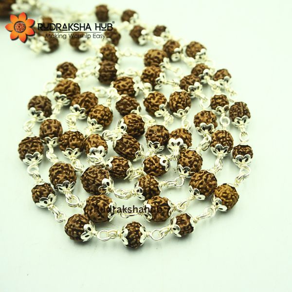 4 Mukhi Rudraksha Pure Silver Mala