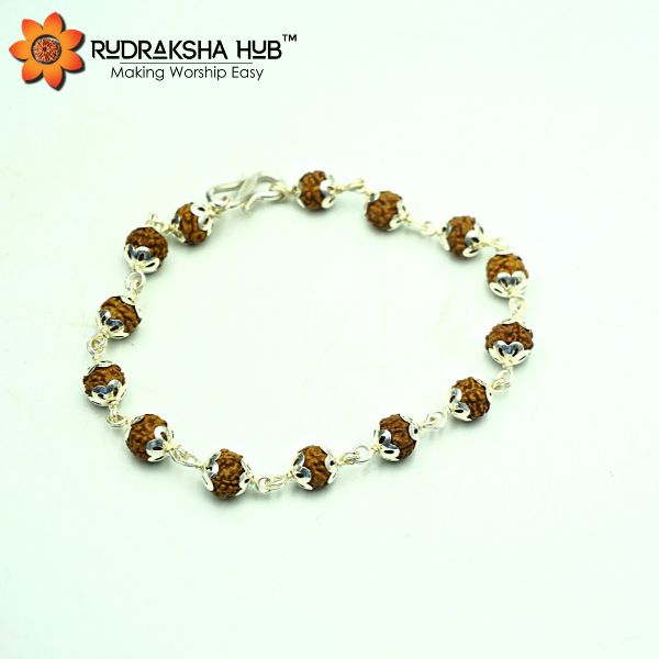 5 Mukhi Rudraksha Pure Silver Bracelet