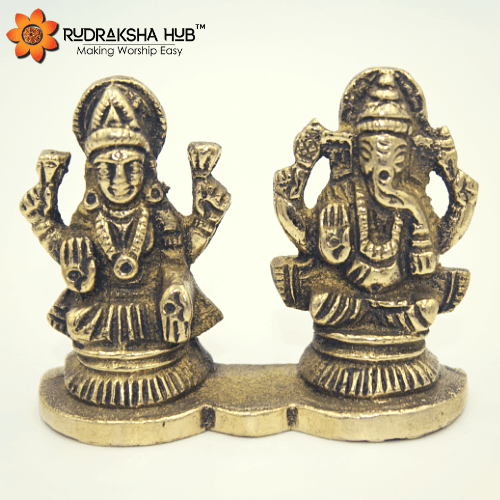 गणेश लक्ष्मी मूर्ति पीतल छोटी