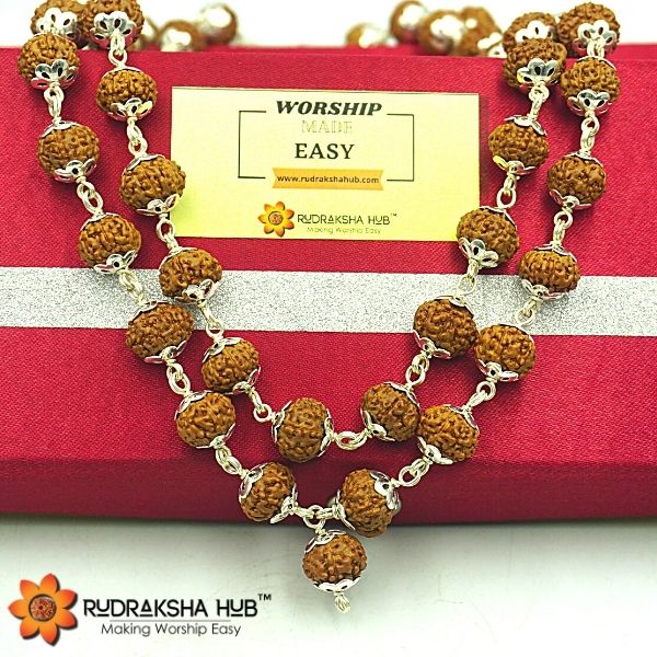 8 Mukhi Rudraksha Pure Silver Mala