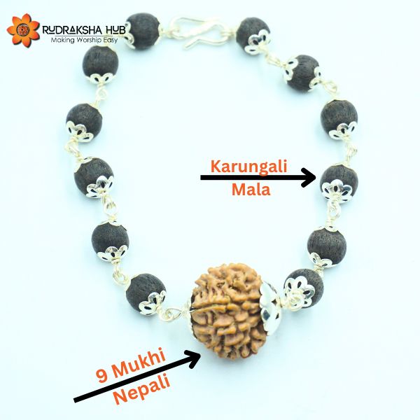 9 Mukhi Rudraksha Karungali Bracelet