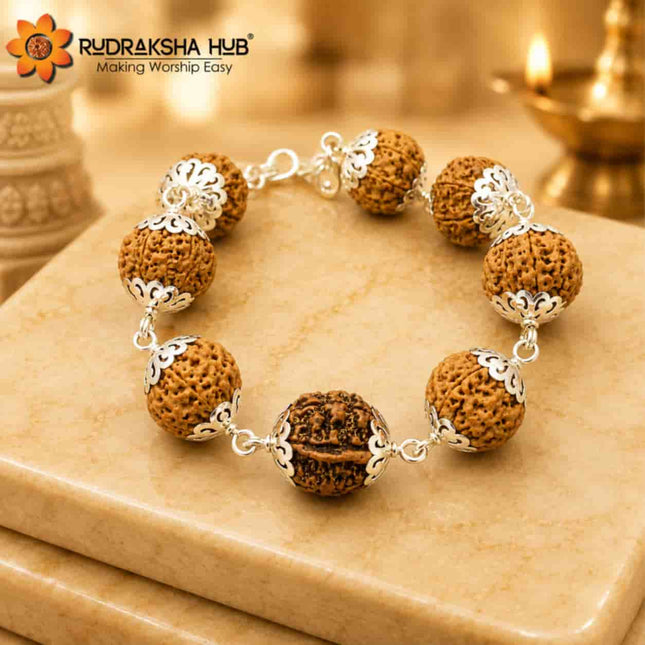 Mahalakshmi Rudraksha SIlver Bracelet For Money