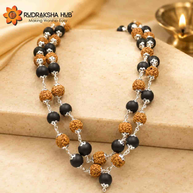 Karungali Rudraksha Mala Silver