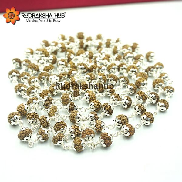 7 Mukhi Rudraksha Mala Pure Silver 108 Beads