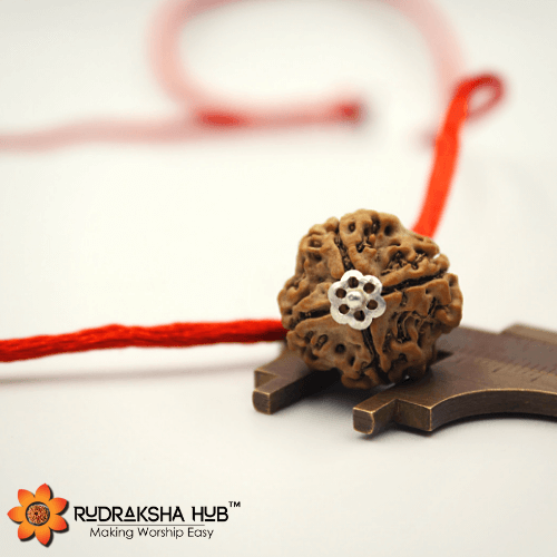 4 Mukhi Rudraksha Silver Pendant
