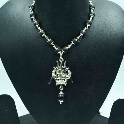 Karungali Mala Silver with Trishul Pendant