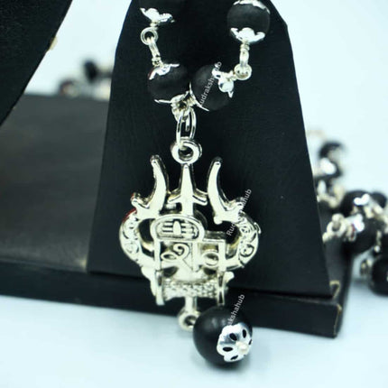 Karungali Mala Silver with Trishul Pendant