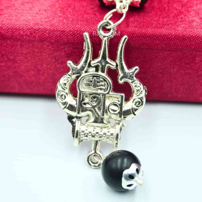 Karungali Mala Silver with Trishul Pendant
