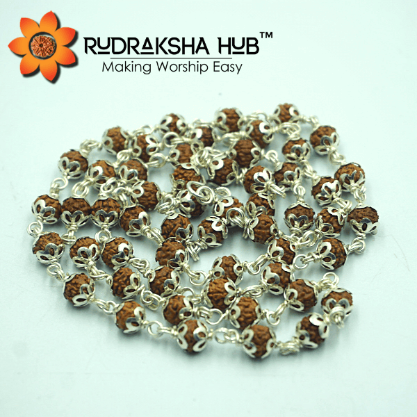 5 Mukhi Rudraksha Pure Silver Mala