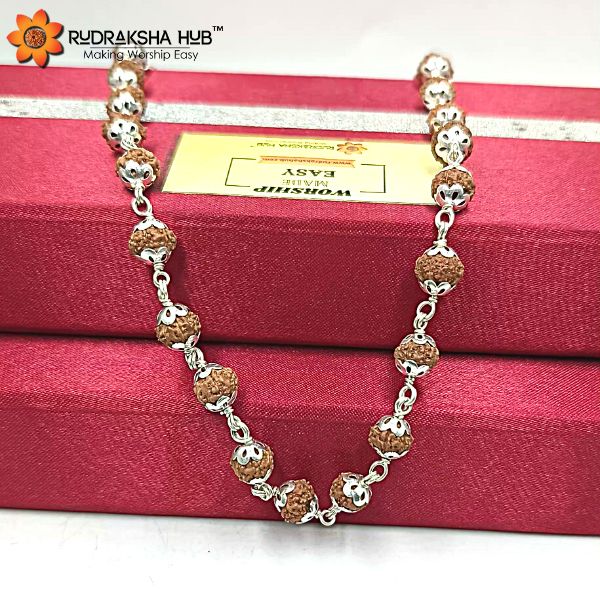 7 Mukhi Rudraksha Pure Silver Mala