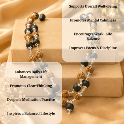 Karungali Rudraksha Mala Silver Capped