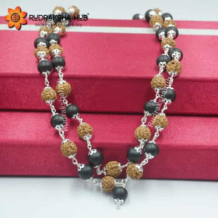 Karungali Rudraksha Mala Silver