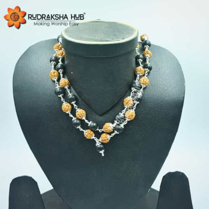 Karungali Rudraksha Mala Silver Capped