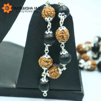 Karungali Rudraksha Mala Silver Capped