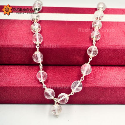 स्फटिक शुद्ध चांदी की माला