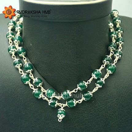 Green Hakik Pure Silver Mala