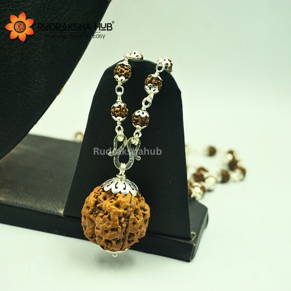 4 Mukhi Rudraksha Guru Mala Pure Silver