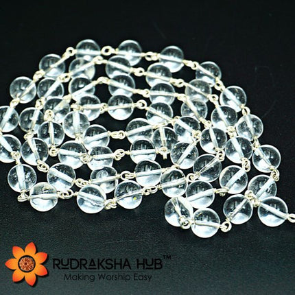 Sphatik Pure Silver Wired Mala
