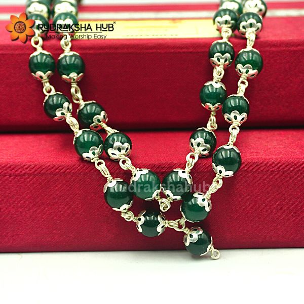 Green Hakik Pure Silver Mala
