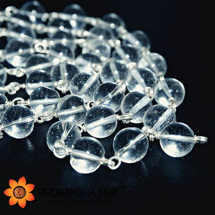 Sphatik Pure Silver Wired Mala