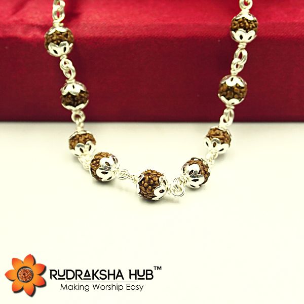 5 Mukhi Rudraksha Pure Silver Mala