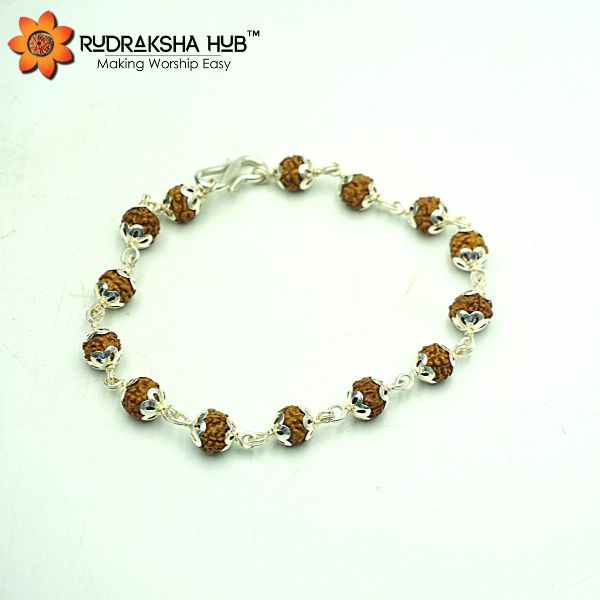 5 Mukhi Rudraksha Pure Silver Bracelet