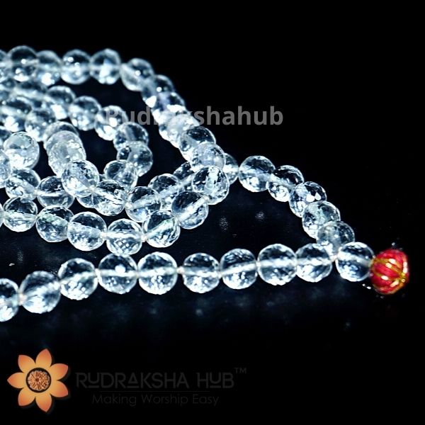 Sphatik Mala Full Diamond Cut