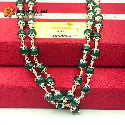 Green Hakik Pure Silver Mala