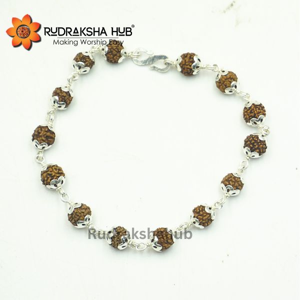 6 Mukhi Rudraksha Pure Silver Bracelet
