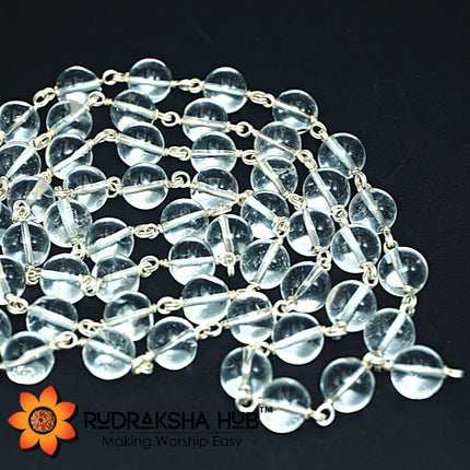 Sphatik Pure Silver Wired Mala