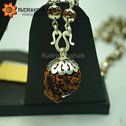 Ganesha Rudraksha in Pure Silver Mala