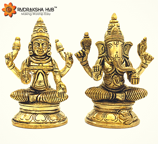 गणेश लक्ष्मी अष्टधातु मूर्ति (मध्यम)