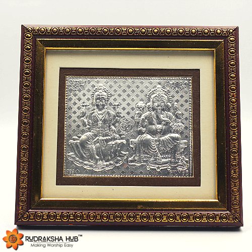गणेश लक्ष्मी शुद्ध चांदी फ्रेम स्टैंड