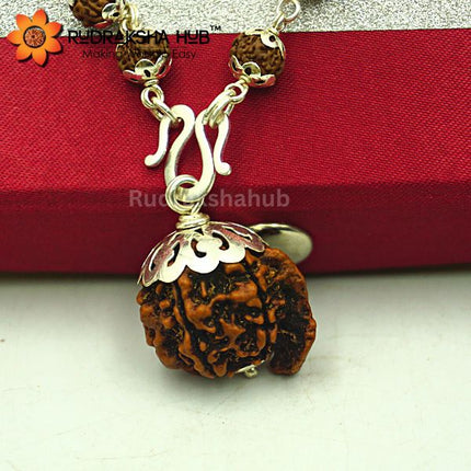 Ganesha Rudraksha in Pure Silver Mala