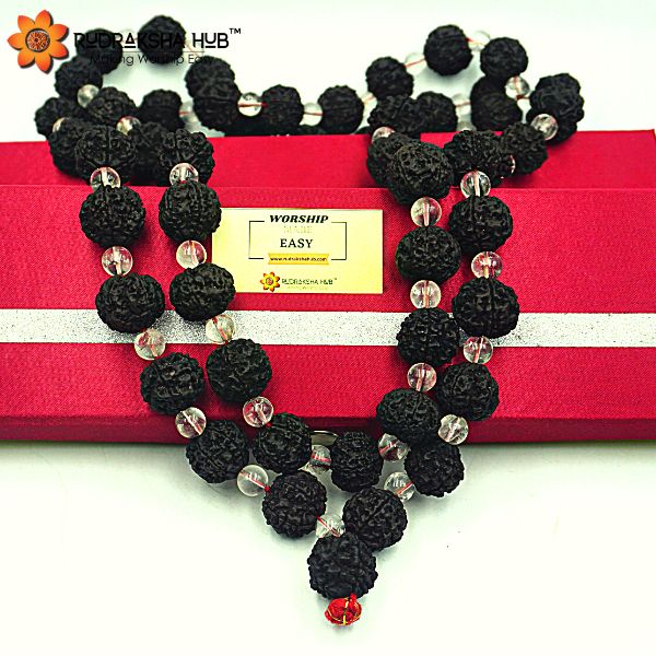 Sphatik Black Rudraksha Kantha Mala