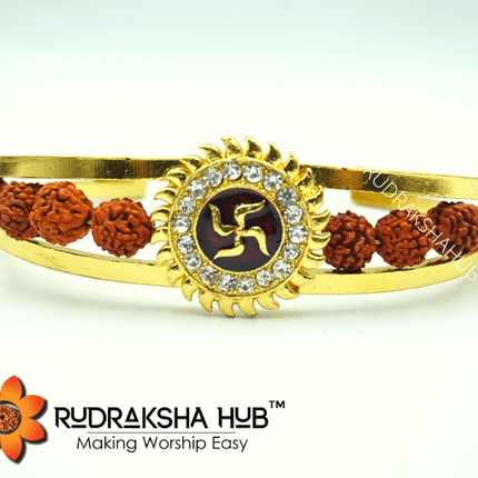 Swastik Gold Plated Rudraksha Bracelet