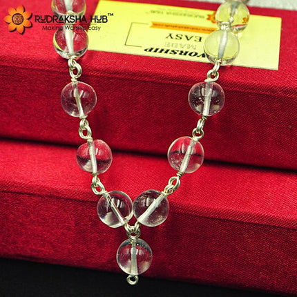 Sphatik Pure Silver Wired Mala