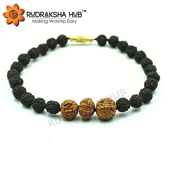 6 Mukhi Pure Silver Black Rudraksha Bracelet - Certified -